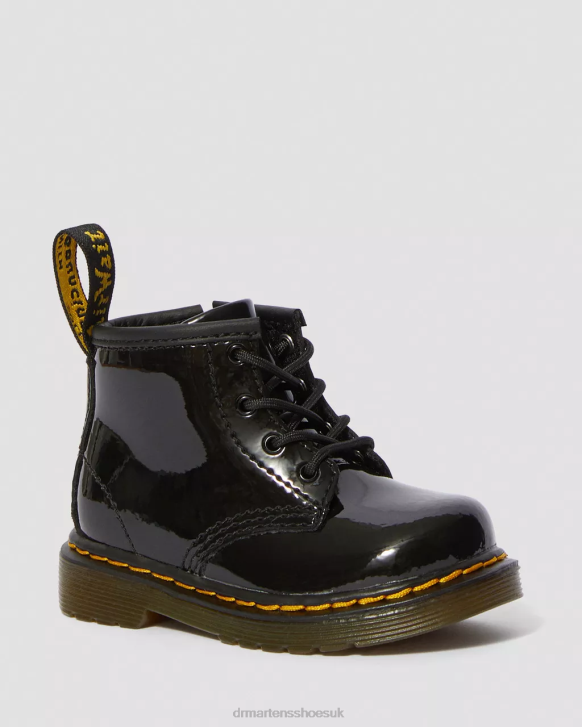 Black Lucido & Patent Lamper Kids Footwear Dr. Martens Infant 1460 Patent Leather Lace Up Boots 242Z395