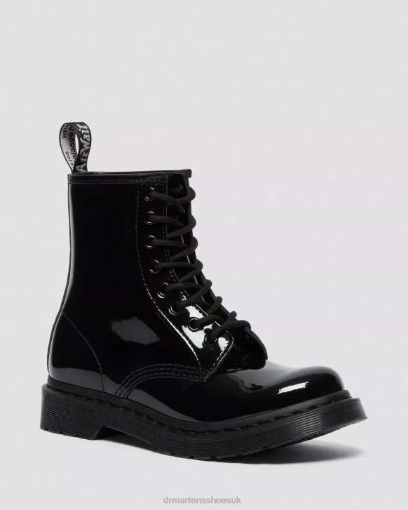Black Lucido & Patent Lamper Unisex Footwear Dr. Martens 1460 Mono Patent Leather Lace Up Boots 242Z125